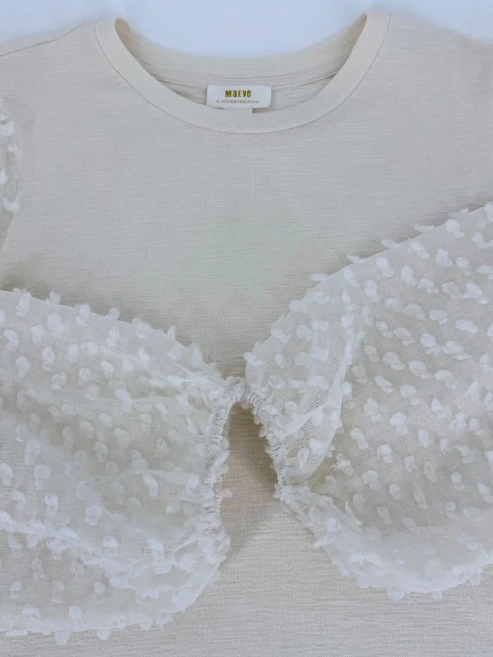 Anthropologie Maeve Romantic Puff Sleeve Top 🤍 Swiss Dot XL